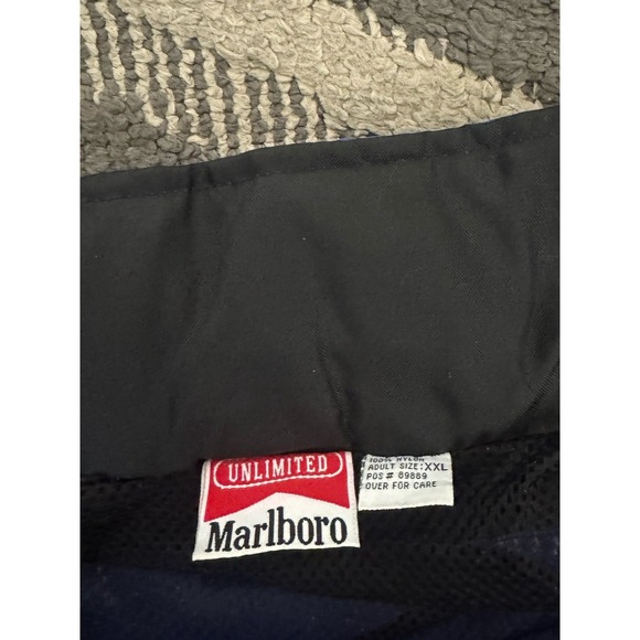 Vintage Marlboro Unlimited XXL Jacket Blue Black Full Zip Windbreaker Coat - Picture 4 of 5